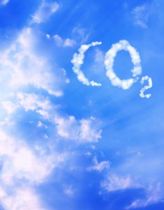 Collage - symbol CO2 from clouds