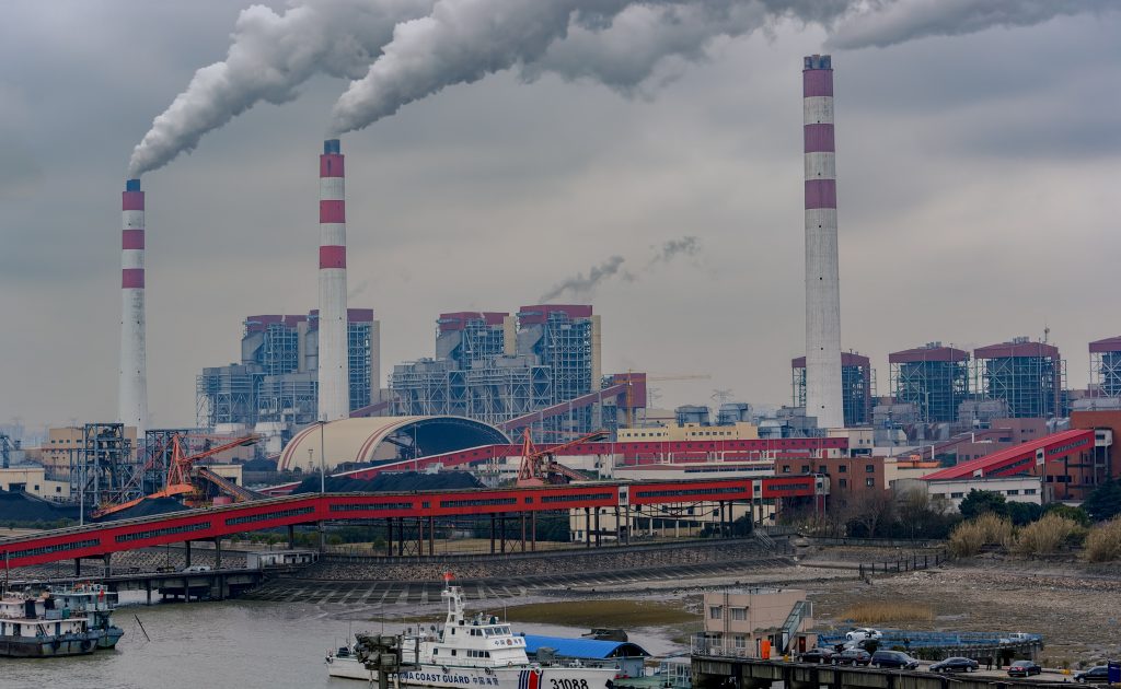 The pier next to China's Biggest coal-fired power plant in Shanghai.