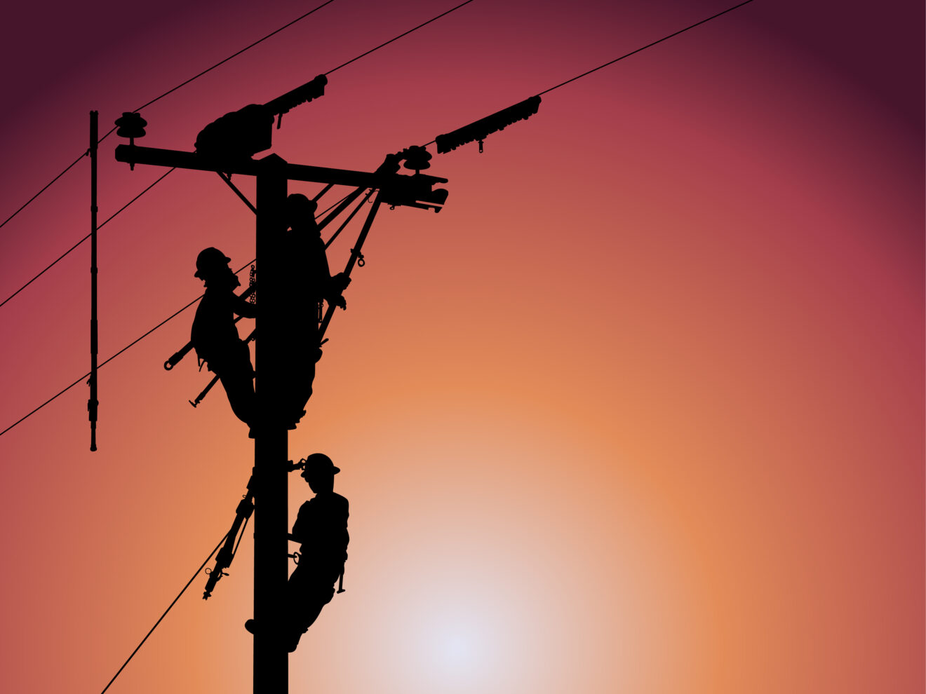 Silhouette of maintenance staff maintain high-power distribution system
