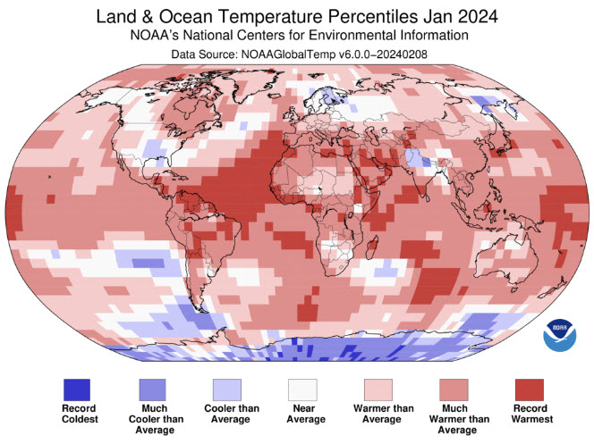 Yale Climate Connections: January 2024 was the planet’s eighth consecutive warmest month on record, according to NOAA